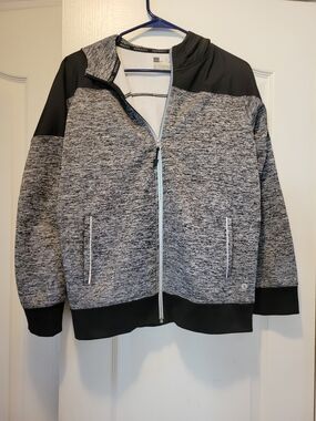 Xersion Grey with Black Zip Up Sweater Youth L (14/16)